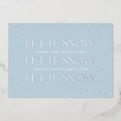 Foil Let it Neige Carte photo de vacances - Bleu (Recto)