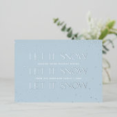 Foil Let it Neige Carte photo de vacances - Bleu (Debout devant)
