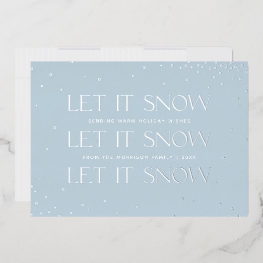 Foil Let it Neige Carte photo de vacances - Bleu (Enveloppe)