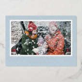 Foil Let it Neige Carte photo de vacances - Bleu (Verso)