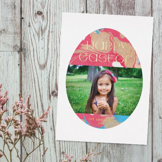 Foil Marbré Oeuf de Pâques Carte photo de vacances