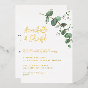 foil Mariage eucalyptus détails et invitation