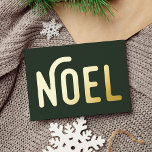 Foil Minimaliste Simple Noel Noël Vacances<br><div class="desc">Une carte postale classique et simple et minimaliste avec le mot "Noel" sur le devant avec du papier doré. Le dos de la carte postale peut être personnalisé et facilement customisé pour inclure votre adresse postale de retour et votre propre nom de famille.</div>