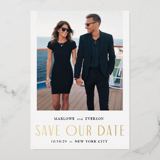 Foil Modern Elegance Photo Enregistrer la carte Da (Recto)