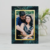 Foil Modern Pine Frame Christmas Photo Card Folie Uitnodiging (Staand Voorkant)