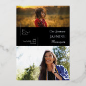 Foil Moderne Noir Alors/Maintenant Faire-part de d (Recto)