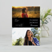 Foil Moderne Noir Alors/Maintenant Faire-part de d (Debout devant)