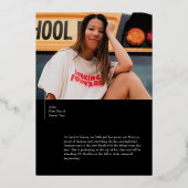 Foil Moderne Noir Alors/Maintenant Faire-part de d (Verso)