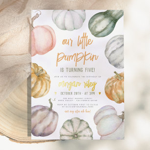 Foil onze kleine pompoen boho herfst verjaardagsfe folie uitnodiging