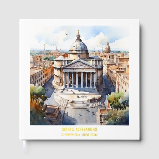 Foil Panthéon aquarelle Rome mariage couples (Recto)