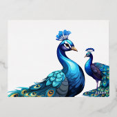 Foil Peacock Plumes Flora Faire-part de mariage (Verso)