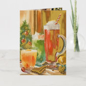 Foil Père Noël Brew | Carte de boissons de Noël (Recto)