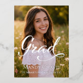 Foil Photo Graduation Announcement and Invitation Folie Uitnodiging Briefkaart (Voorkant)