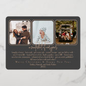 Foil Pinecone Carte photo de vacances - charbon (Verso)