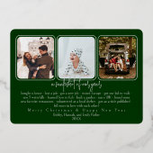 Foil Pinecone Carte photo de vacances - vert sapin (Verso)