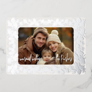 Foil Pinecone Holiday Un Carte photo - blanc
