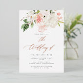 FOIL Pink Floral Garden Printemps Invitation de ma (Debout devant)