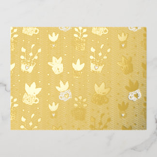 Foil Plant Lover Postcard – Botanical Art Print wi Folie Uitnodiging Briefkaart