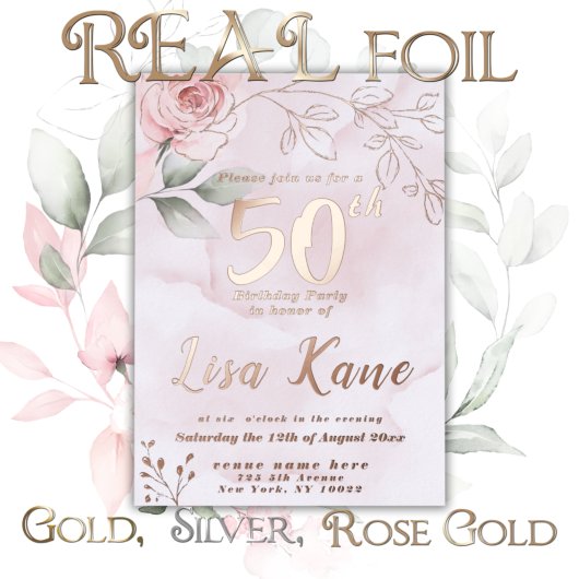 Foil Rose Anniversaire Invitation Foil Invitation
