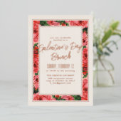 Foil Rose Frame Galentine's Day Invitation - Ivory (Debout devant)