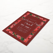 Foil Rose Frame Galentine's Day Invitation -Maroon (Rotation)