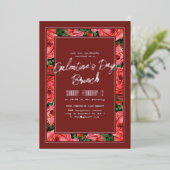 Foil Rose Frame Galentine's Day Invitation -Maroon (Debout devant)