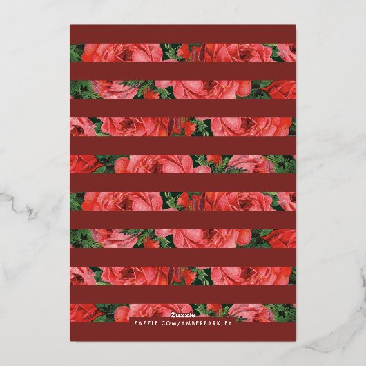 Foil Rose Frame Galentine's Day Invitation -Maroon (Verso)