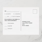 Foil RSVP Navy Blue Stylish Repas Choix Carte post (Verso)