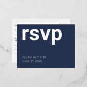 Foil RSVP Navy Blue Stylish Repas Choix Carte post (Recto/Verso)