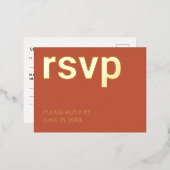 Foil RSVP Terracotta Stylish Repas Choix Carte Pos (Recto/Verso)