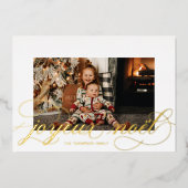 Foil Script Joyeux Noel Carte photo Noël (Recto)