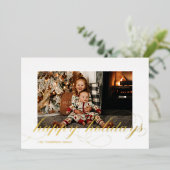 Foil Script Joyeux Vacances Élégant Carte photo (Debout devant)