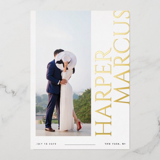 Foil Side Names Photo moderne Enregistrer la carte (Recto)