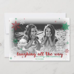 Foil Snowflakes Full Photo lachen Feestdagenkaart