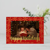 Foil Snowflakes Joyeux Carte photo de vacances (Debout devant)