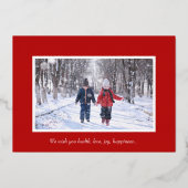 Foil Snowflakes Joyeux Carte photo de vacances (Verso)
