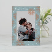 Foil Sparkly Blue Fireworks Nouvel An Carte photo (Debout devant)