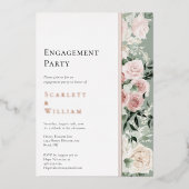 FOIL Stof Roze Goud Moderne Foto Verlovingsfeestje Folie Uitnodiging (Voorkant)