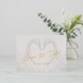 Foil Swan Wedding Enregistrer la date Carte postal (Debout devant)