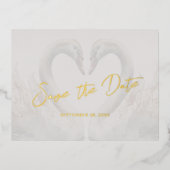 Foil Swan Wedding Enregistrer la date Carte postal (Recto)