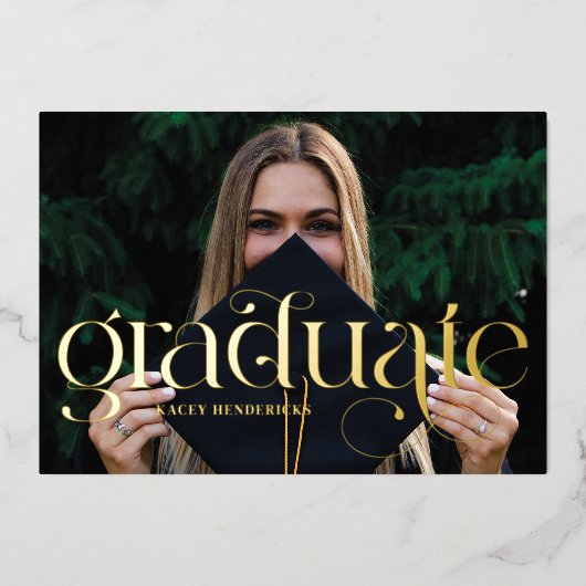 Foil Swirl Serif Faire-part de graduation photo (Recto)