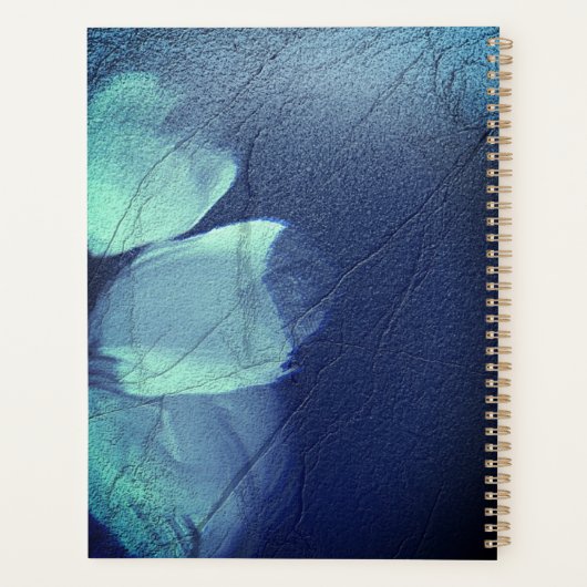 Foil Torquoise Floral Navy Blue Script Monogramme (Dos)