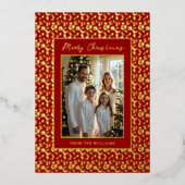 Foil Vacances modifiables Carte de Noël Modèle Rou (Recto)