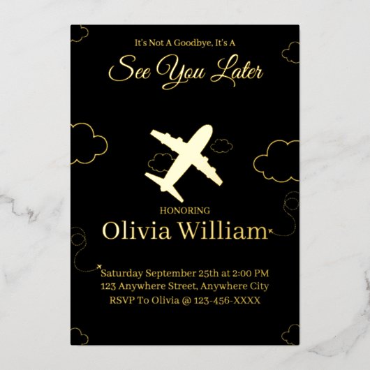 Foil Vous Voir Plus Tard Adieu Adieu Carte Invitat (Recto)