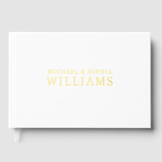 Foil White Modern Guest Book Simple Photo Elegant  (Recto)
