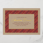 Foil Winter Plaid Dîner de Noël Invitation (Recto)
