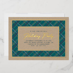 Foil Winter Plaid Fête Invitation Foil In