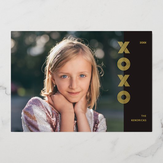 Foil XOXO Valentin Carte photo - Noir (Recto)