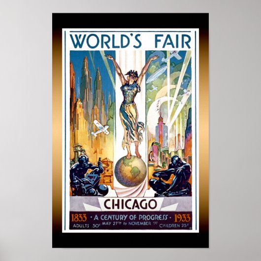 Foire Mondiale de Chicago 1933 - Art Déco Retro Vi (Devant)