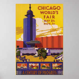 Foire mondiale de Chicago 1933 Poster vintage